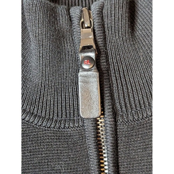 Polo Ralph Lauren Mens Black/Red Cotton 1/4 Zip Mock Neck Long Sleeve Sweater M - Picture 3 of 9